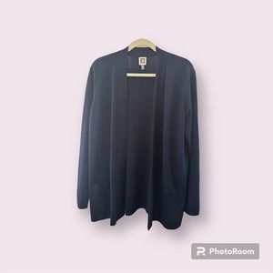 Anne Klein Womens Open Front Navy Cardigan Sweater Sz XL